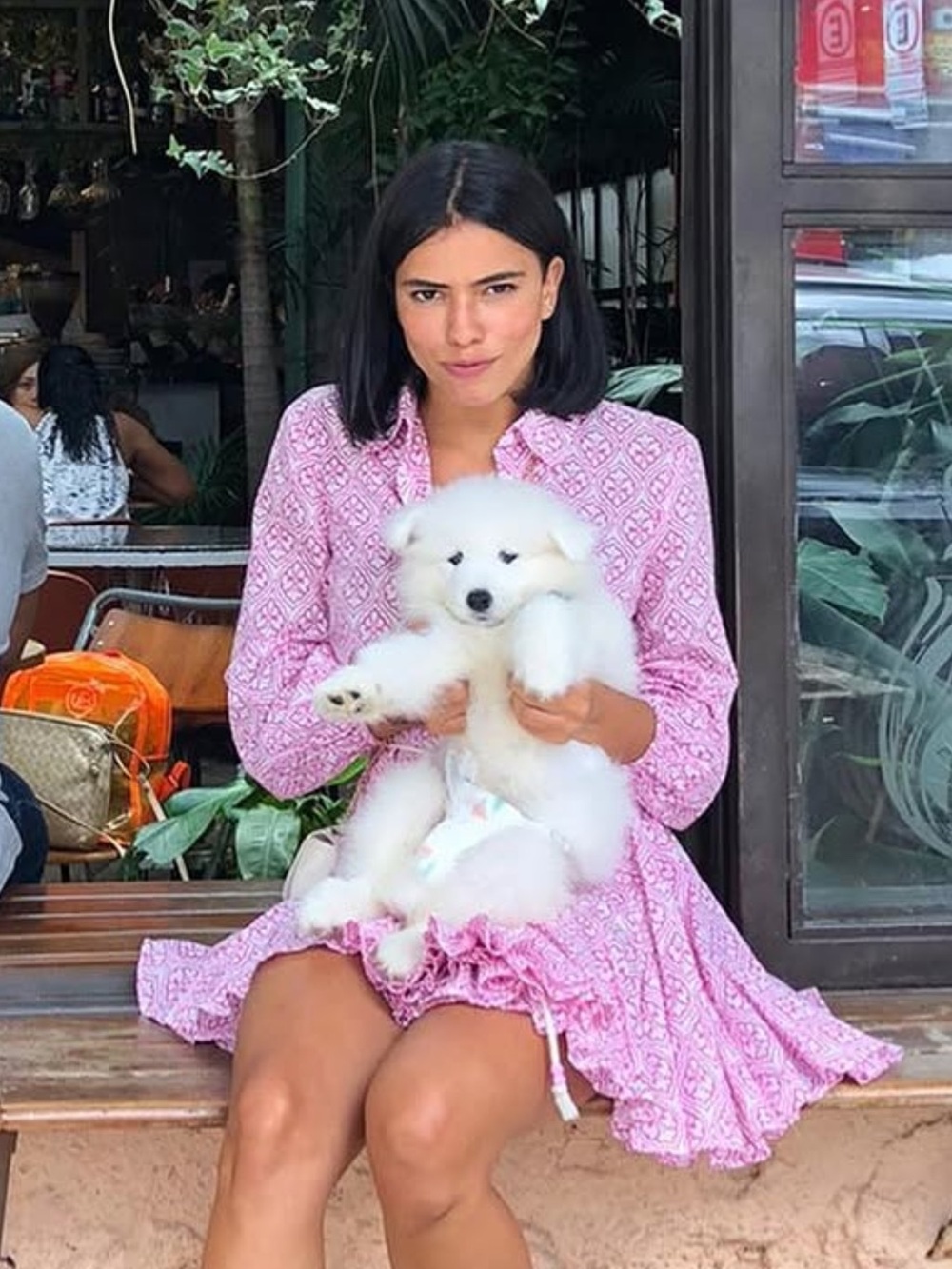 Zara Pink Printed Long-Sleeve Mini Dress